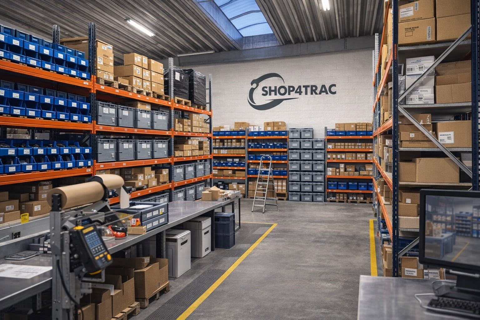 Espace de travail et processus d'emballage de Shop4Trac