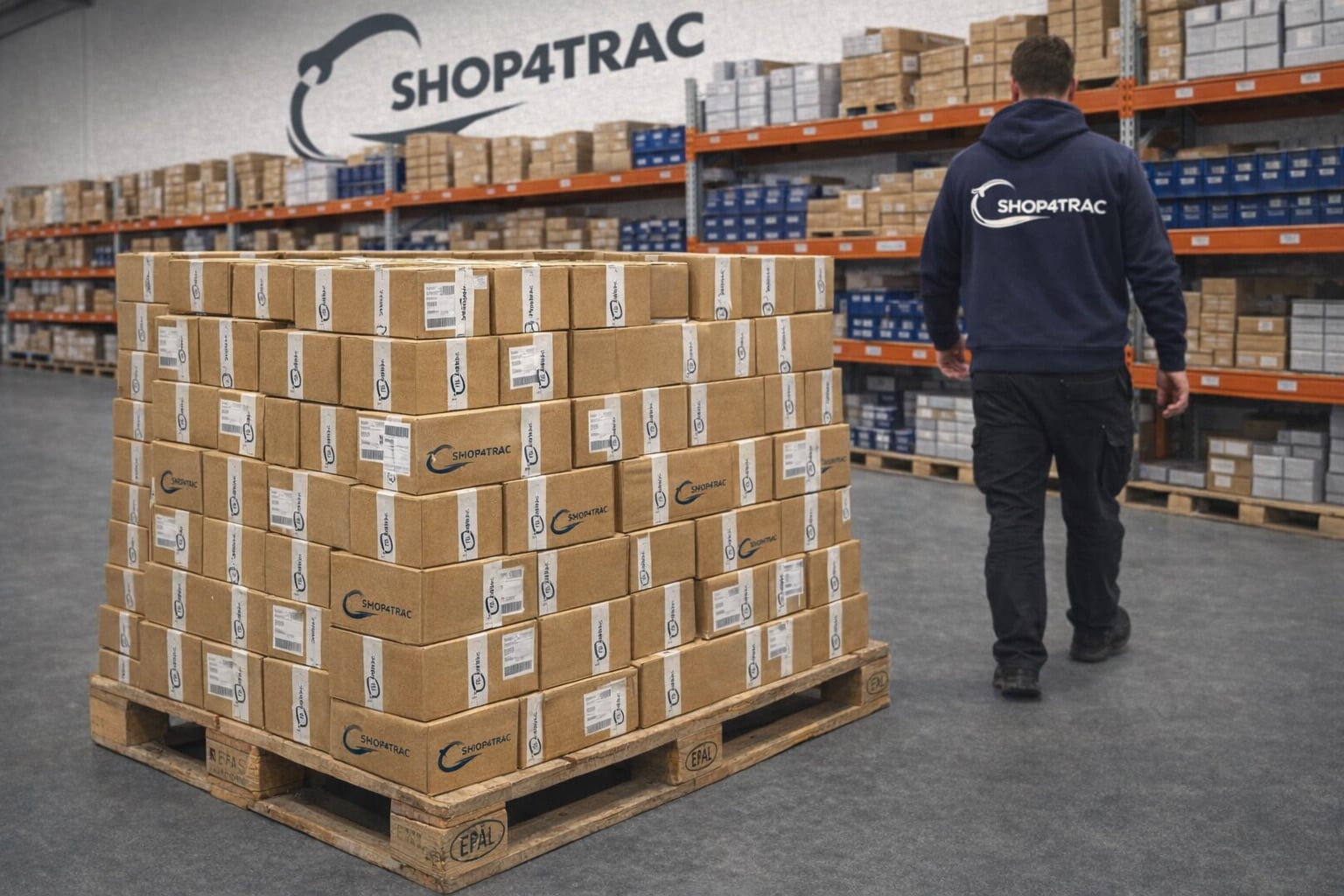 Colis prêts à expédier dans l'entrepôt Shop4Trac