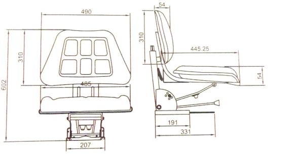 Luxus-Minitraktorsitz | Schienen | gefedert | John Deere | Armlehnen
