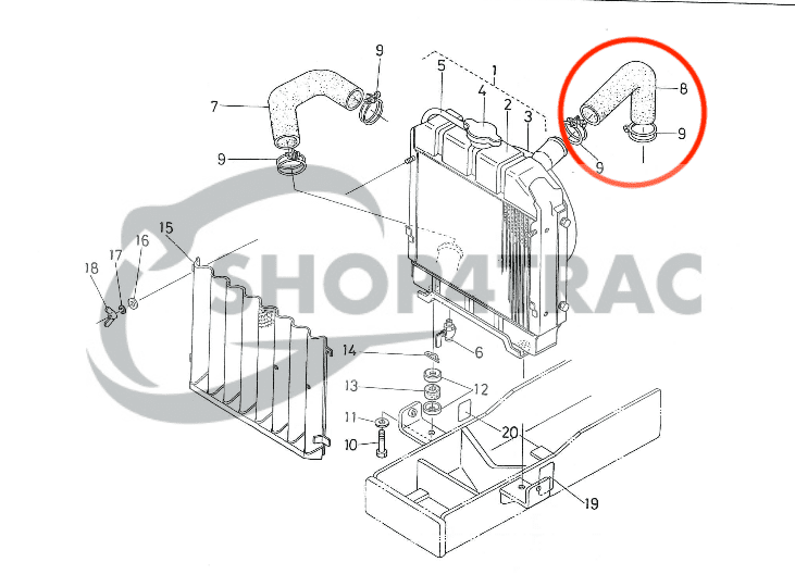 Upper Radiator Hose B7000/7001 | Shop4Trac Upper Radiator Hose B7000/7001 | Shop4Trac