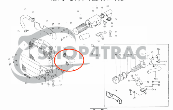 Radiator hose Iseki TX/TU 3 cylinder | Top | Shop4Trac