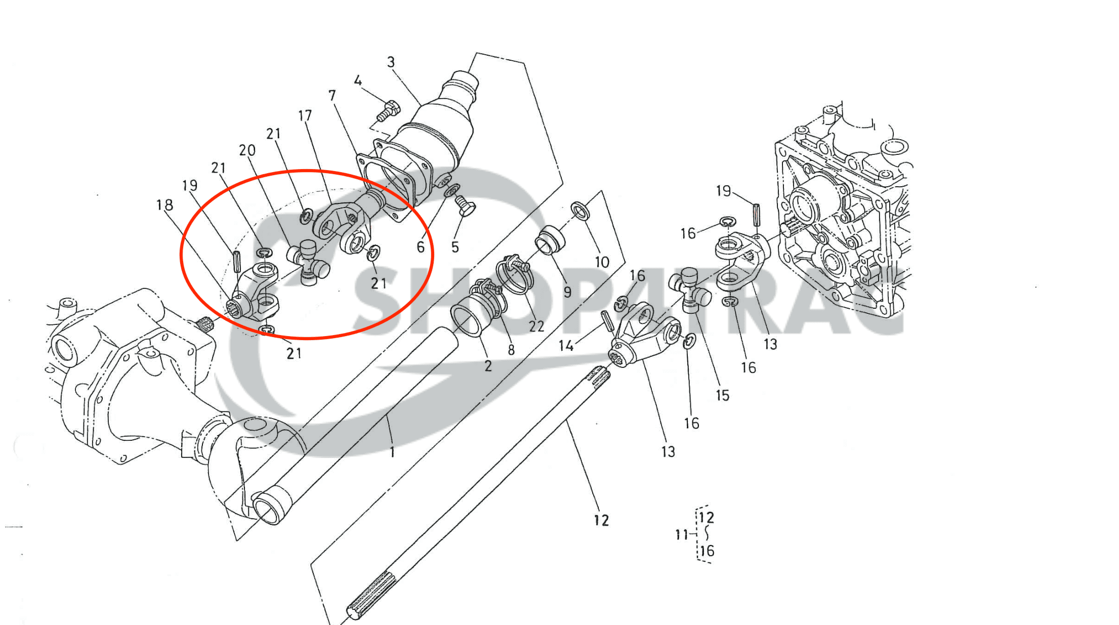 Cardan shaft Kubota B series | Aste | type1 | Shop4Trac Cardan shaft Kubota B series | Aste | type1 | Shop4Trac
