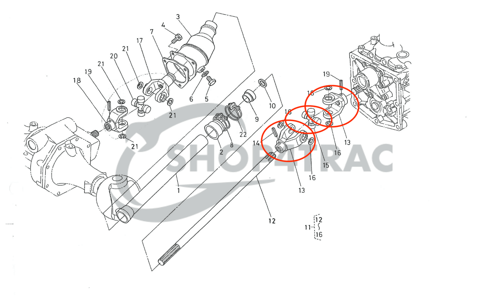 Arbre à cardan Kubota série B | B1400 | B1500 | type 2 | Shop4Trac Arbre à cardan Kubota série B | B1400 | B1500 | type 2 | Shop4Trac