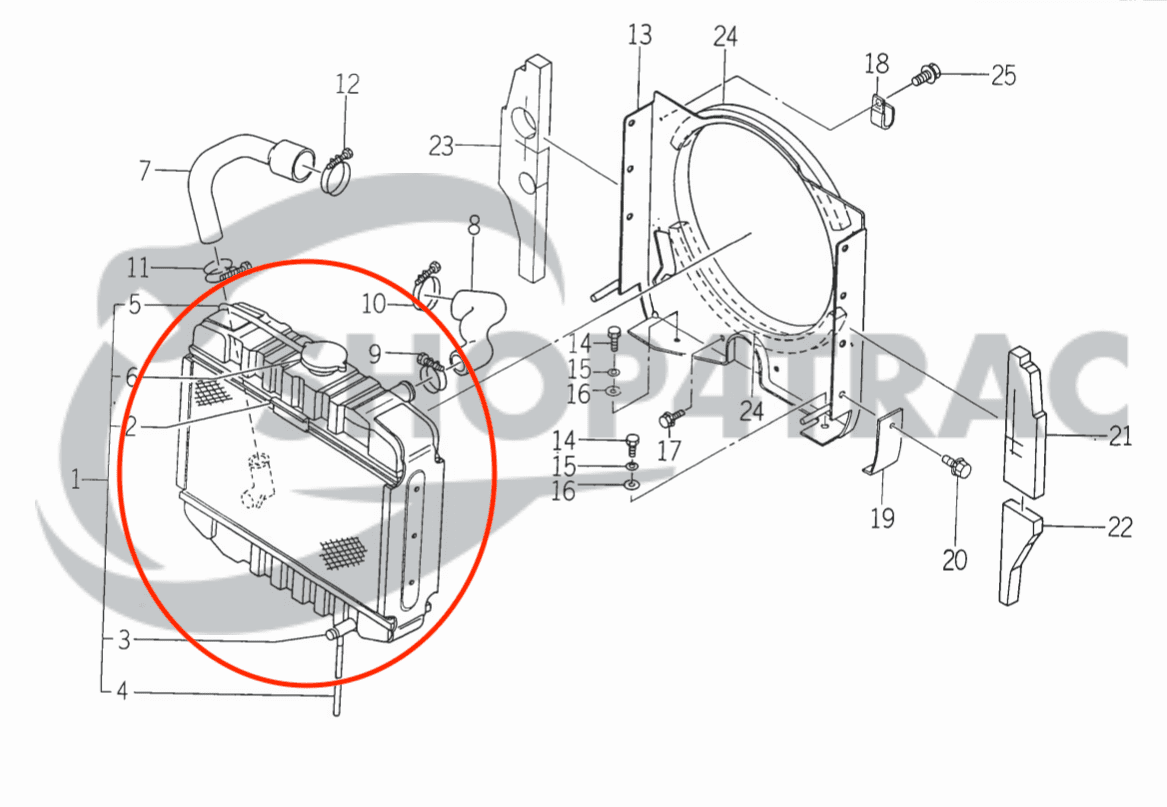 Radiateur Iseki Landhope TU120-177 | Shop4Trac Radiateur Iseki Landhope TU120-177 | Shop4Trac