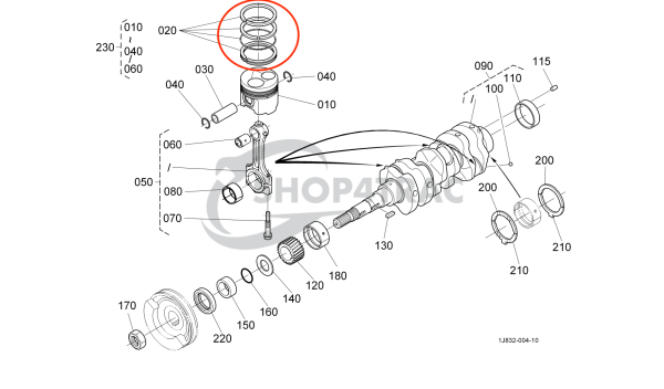 Piston rings Kubota D1703M | D1803M | V2203 (IDI) | V2403 (IDI) engine