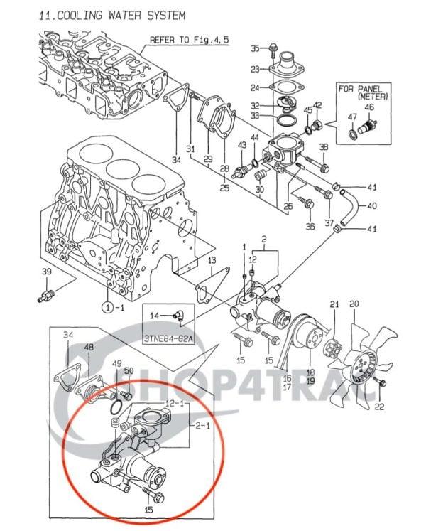 Pompa dell'acqua Yanmar 3TNV88, 4TNV88 con tubi | Shop4Trac