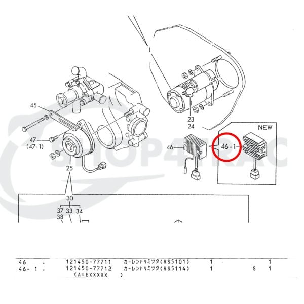 Régulateur de tension Kubota | Yanmar | Hinomoto | 6 fiches | Shop4Trac