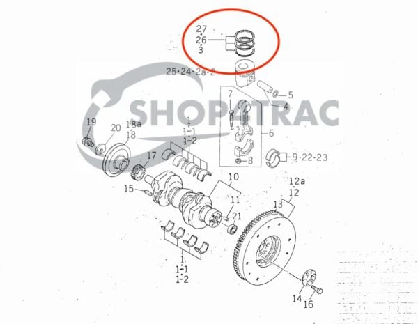 Piston rings for Iseki TL | E3AE1 | 3AE1 engine | Shop4Trac