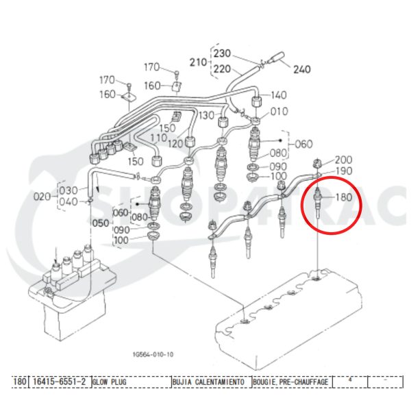 Glow plug | Kubota glow candle | D1403 | D1503 | D1703 | V1903 | V2003 | V2203 | V2403 | Shop4Trac