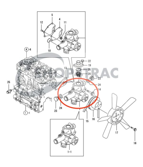 Yanmar waterpomp 2TNE68 | 3TNE68 | Komatsu 2D68 | 3D68