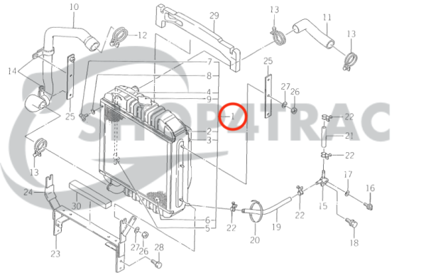 Radiatore Iseki TA207 – TA287 | TA525 – TA530 | 5035 con tubi radiatore