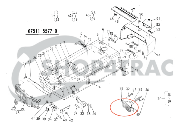 Koplamp Kubota B1200, B1400, B1500, B1600 | Shop4Trac