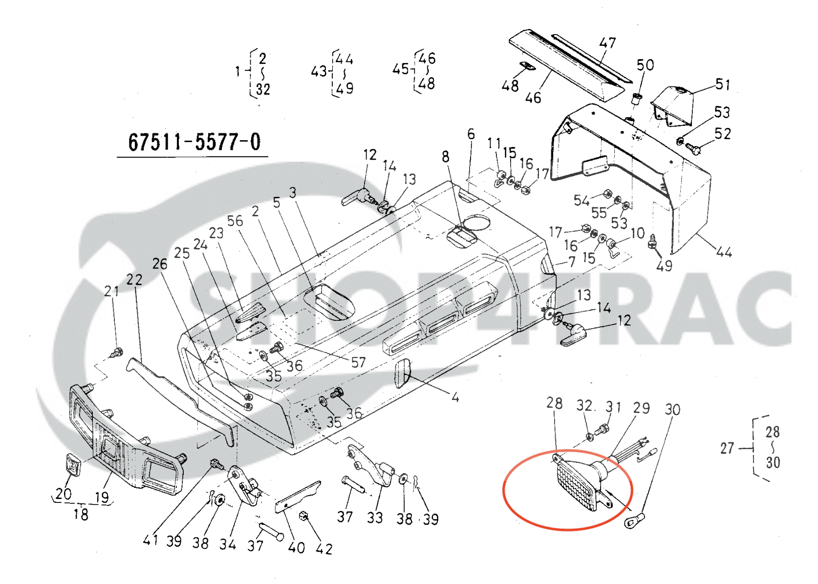 Koplamp Kubota B1200, B1400, B1500, B1600 | Shop4Trac Koplamp Kubota B1200, B1400, B1500, B1600 | Shop4Trac