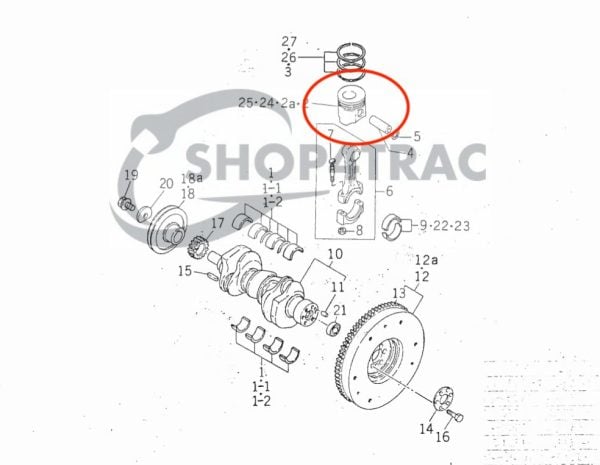 Tłok Iseki TE4270, TL1901, TL2100, TL2300, TL2500 | E3AE1, 3AE1 | Sklep4Trac