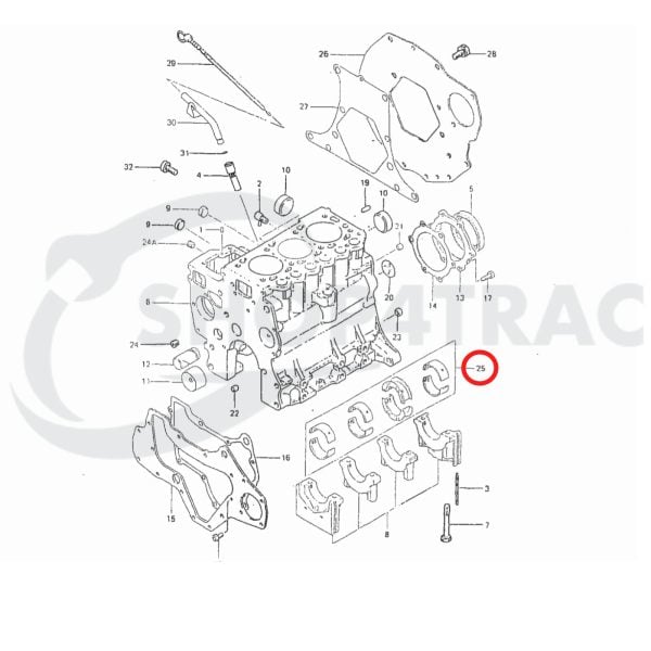 Main bearing set Mitsubishi K3A, K3B, K3C, K3D, K3E, S3L, S3L2