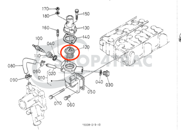 Thermostaat Kubota D662 – D950 | V1305-T | V1205 – V1505-T | 38MM