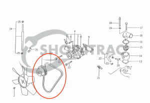 V-belt Iseki Landhope TU145 - TU175 | TX145 - TX155 | Kubota B1600 - B1702 | Shop4Trac
