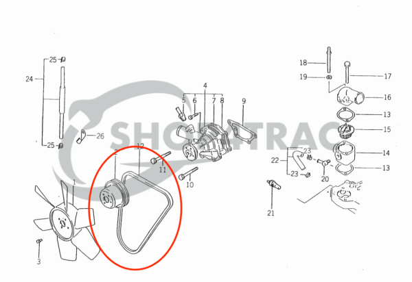 Cinghia trapezoidale Iseki Landhope TU145 - TU175 | TX145 - TX155 | Kubota B1600 - B1702 | Shop4Trac