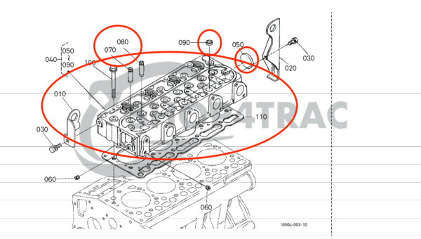 Cylinder Head Kubota V1505 | V1505-T | Bobcat | Giant | Schäffer | Shop4Trac