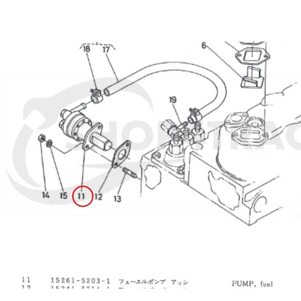 Bomba de suministro de combustible Kubota D1102 | D1302 | D1402 | V1502 | V1702 | V1902