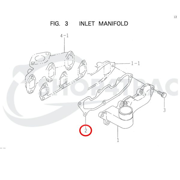 Intake manifold gasket Iseki | E3CE | E3CD | E3CF | E3CG
