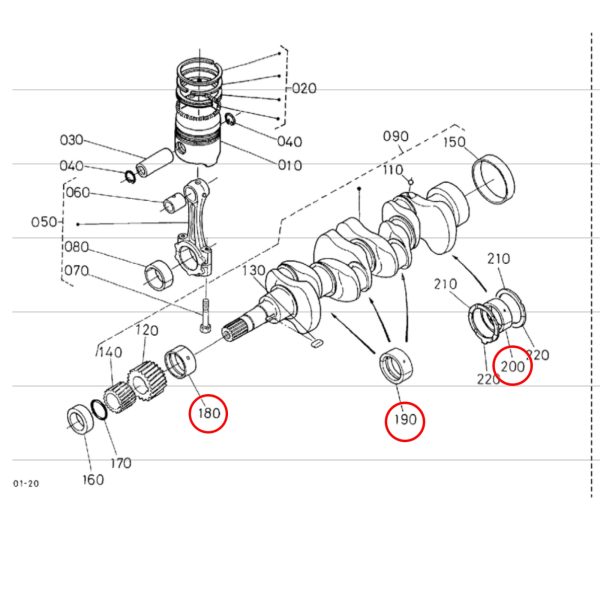 Hauptlagersatz Kubota D905 | D1005 | D1105 | V1205 | V1305 | V1505