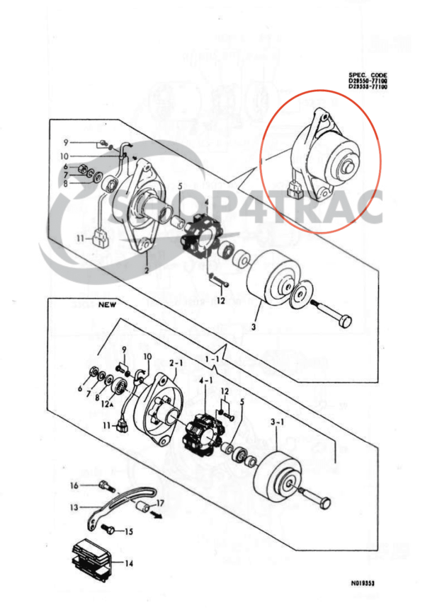 Lichtmaschine Yanmar 3TNE68, 3TNE82, 3TNE84, 3TNE88 | Shop4Trac