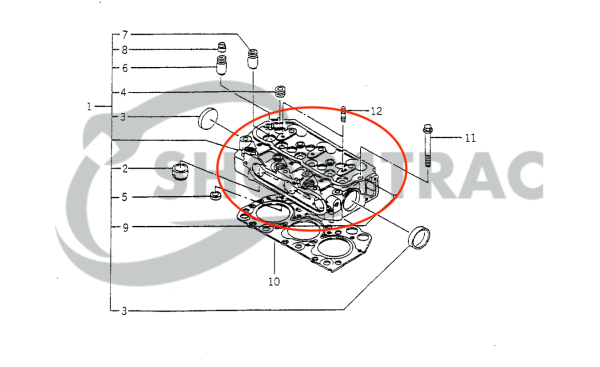 Cylinder head Iseki E3100 | SIAL TF17, TF317 | Shop4Trac