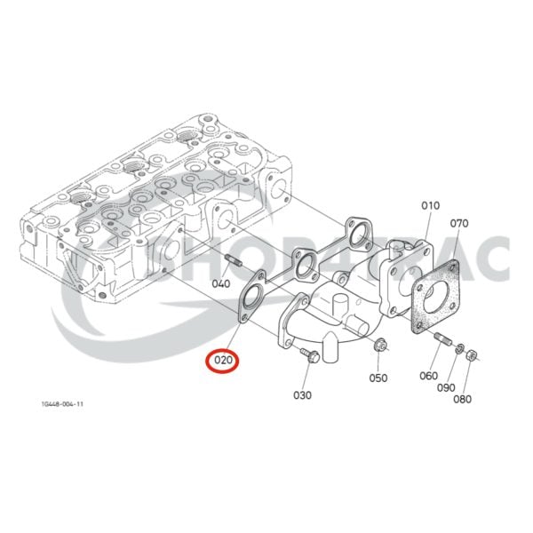 Junta de colector de escape Kubota D902 | D902EBH | Bobcat | Schäffer | Aste