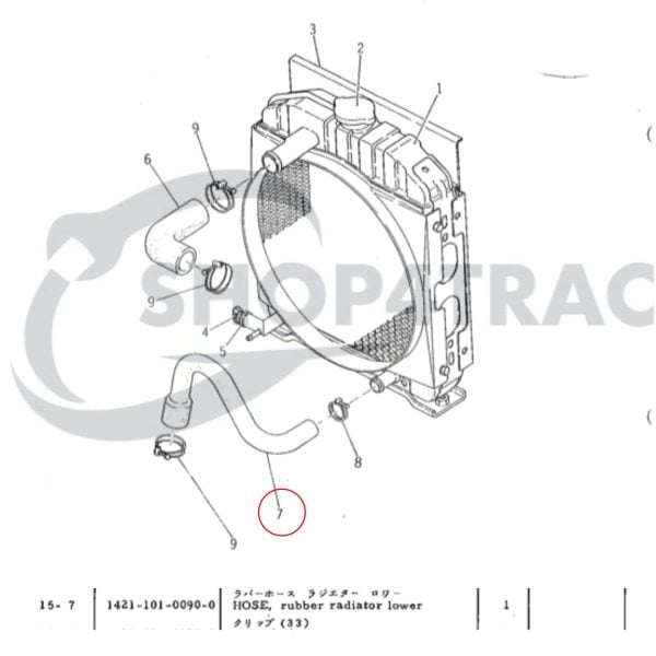 Onderste radiateurslang Iseki TS serie | Bolens G serie | 2 cylinder