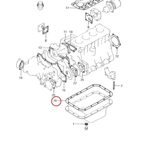 Oil pan gasket Mitsubishi K4A | K4B | K4C | K4D | K4E | K4F | Hitachi | Deutz | Same | Vetus