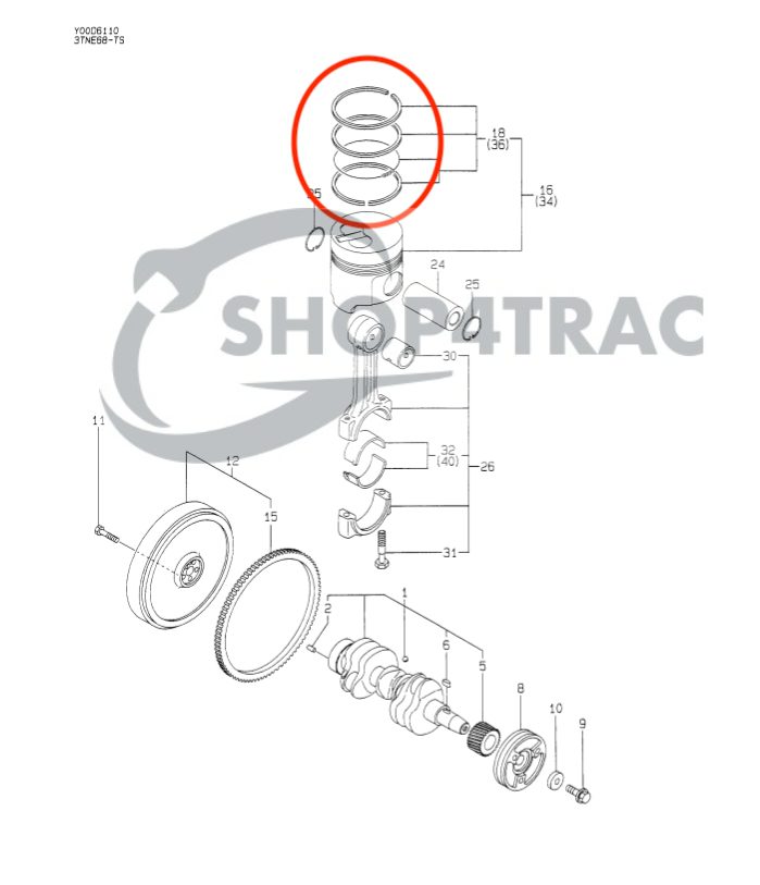 Kit fasce elastiche Yanmar 2TNE68 | 3TNE68 | Takeuchi | Komatsu 3D68E | Shop4Trac Kit fasce elastiche Yanmar 2TNE68 | 3TNE68 | Takeuchi | Komatsu 3D68E | Shop4Trac