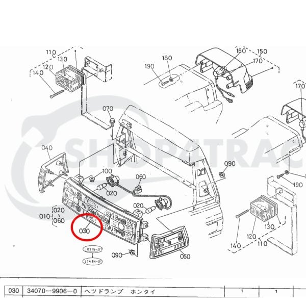Koplamp Kubota GL19 - GL261 | L2800 - L4508 | Shop4Trac