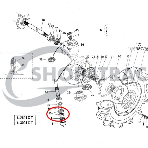 Vorderachs Axialdichtung Kubota L2601 | L3001 | BZ1322E | Shop4Trac