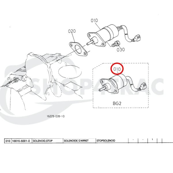 Solénoïde moteurs Kubota BG2 | 1503ES-12A5UC5S | Shop4Trac