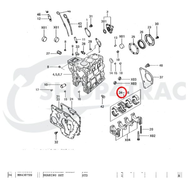 Set Cuscinetto principale Mitsubishi L3A | L3C | Italiano: Negozio4Trac