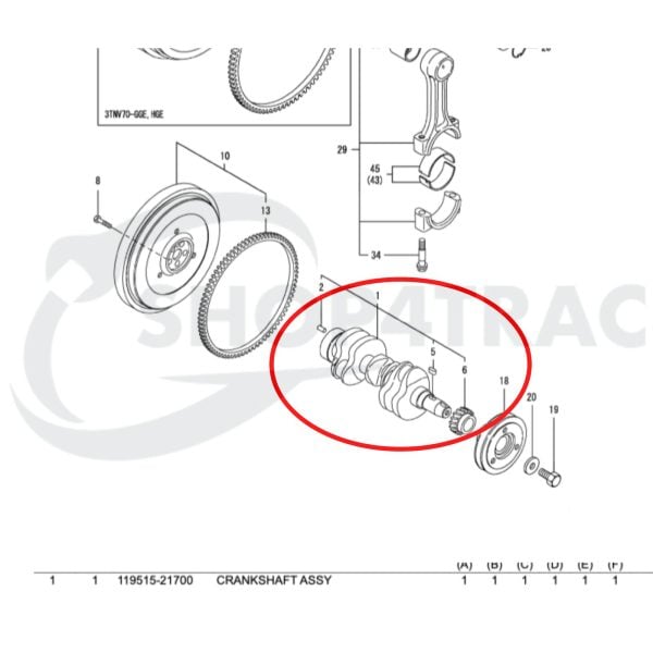 Crankshaft Yanmar 3TNV70 | 3TNV72 | Shop4Trac