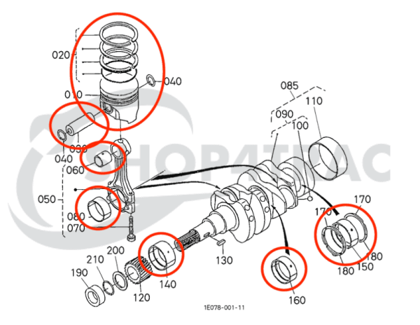 Engine overhaul kit Kubota Z482 | Avant | Mariner
