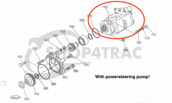 Hydraulic pump Kubota GL19 – GL338 | L3600 – L4610 (double with power steering)