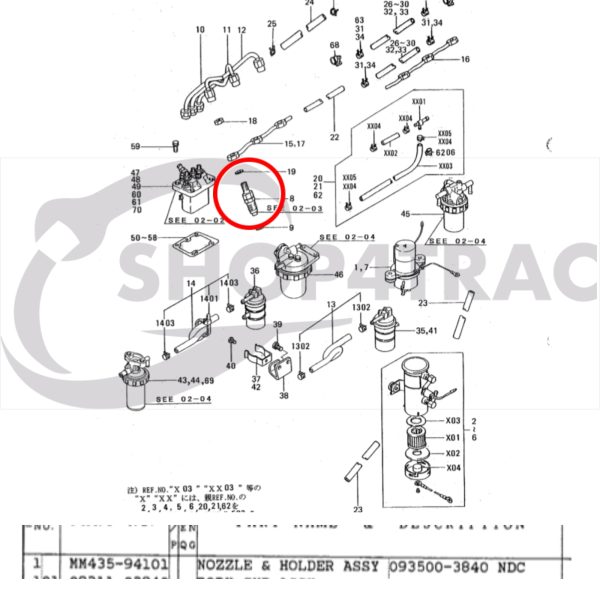Injecteur de carburant complet Mitsubishi Motoren L2A – L3E | S3L(2) | S4L(2) | S4L | S4S – S6S | S4Q2 | Weidemann | Peljob | Terex | Toro