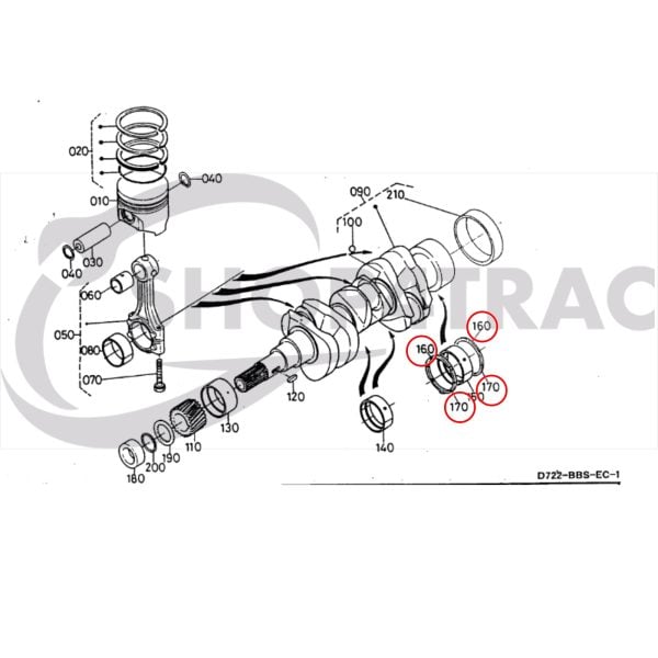 Set cuscinetti assiali Kubota D722 | D662 | Z482