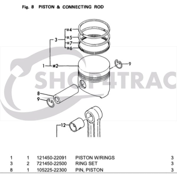 Piston Yanmar 2T72 | 3T72 | F15 | YM180