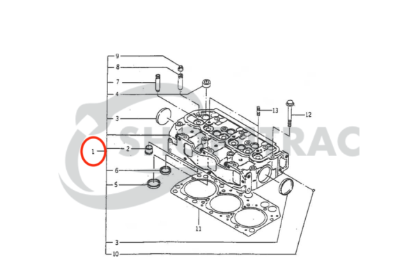 Cilinderkop Iseki E3CD | E3CD-T | E3CE | compleet + koppakking + gloeibougie
