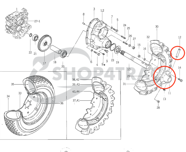 Obręcz osi przelotowej – Piasta koła Iseki TX1000 – TX1510 Stara seria | Bolens G152 – G154