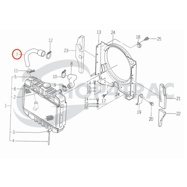 Radiator hose under Iseki TU120 – TU177F | Landhope 120 -177F