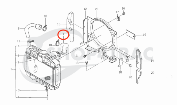 Tubo radiatore superiore Iseki TU120 – TU177F | Landhope 120 -177F