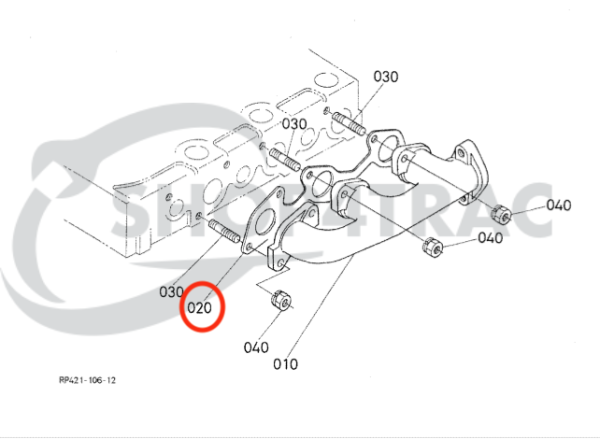 Junta colector de escape Kubota D1302 – D1803 | D1402 | D1403 | D1503 | D1703 – L2202 | L2402 | L2500 | L3130 | L3240 | L3540 | KX91 | KX121-3