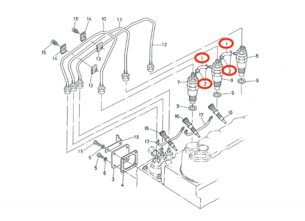 Return line Kubota D750 – D850 – D950 | overflow line