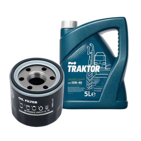 Set Motoroliefilter + Olie 15W40 Kubota B1121 – BX2670 | G1700 – GR212S | Yanmar | Takeushi – OEM: 119305-35150, 15853-32430, HH150-32430