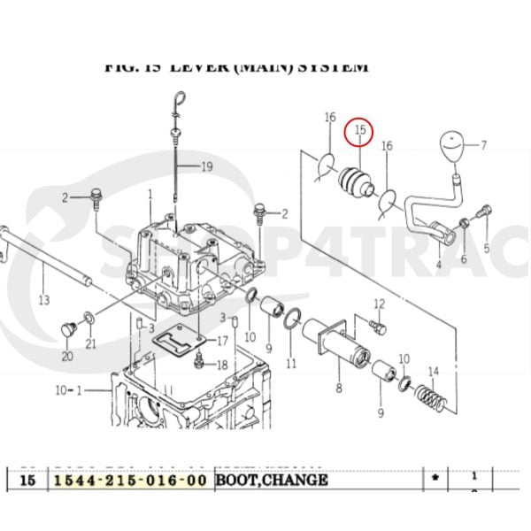 Dust cover gear lever Iseki TM316 – TM3200 | TU series | TU120 – TU257